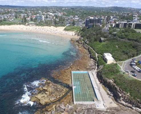 Drone aerial view of Freshwater Beach