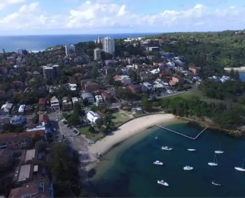 Drone view of Little Manly Beach