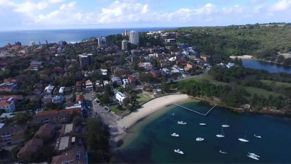 Drone view of Little Manly Beach