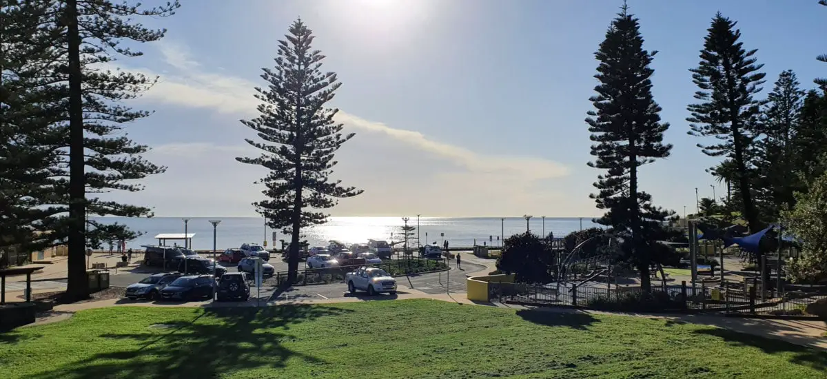 View of Collaroy Beach picnic area and playground