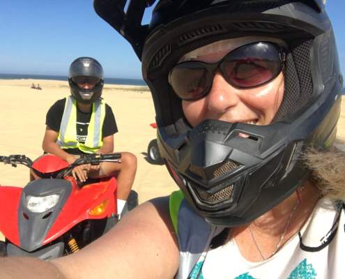 Taking selfies while riding a quad bike