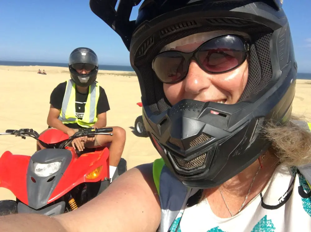 Taking selfies while riding a quad bike